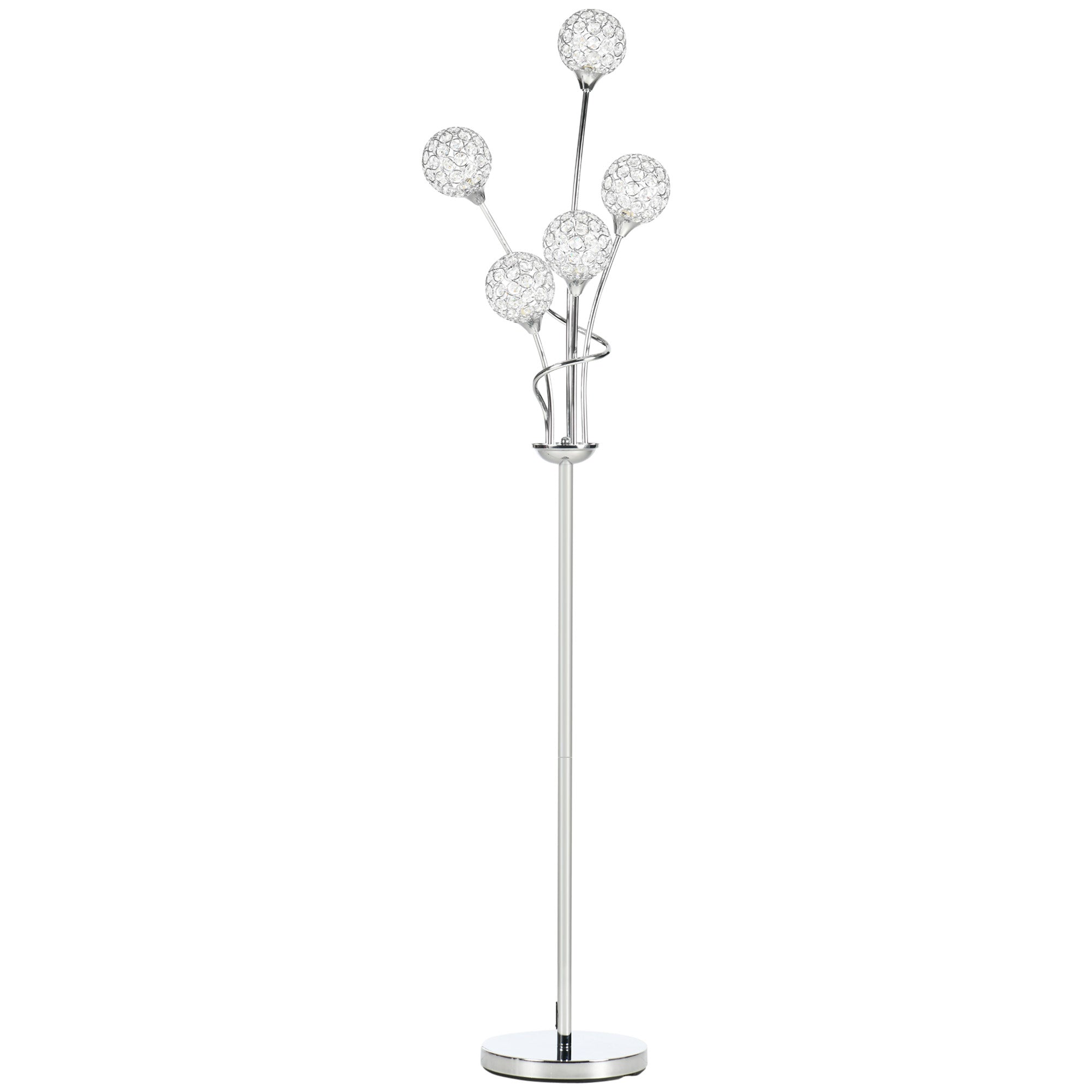 Floor Lamps for Living Room Bedroom with 5 Light, Modern Upright Standing Lamp, 34x25x156cm, Silver