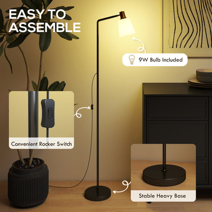 Floor Lamp with 350° Rotatable Head, Modern Standing Lamp with 3000K/4000K/6500K Colour Temperatures for Living Room Bedroom Office, Black