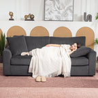 HOMCOM Modern 3 Seater Sofa with Spring Cushion, 212 cm Fabric Jumbo Cord Sofa Couch with 2 Scatter Cushions, Upholstered Corduroy Settee for Living Room, Bedroom, Home Office, Grey