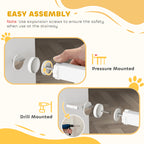 PawHut Baby Gate, Pet Safety Gate Pressure Fit, 76-81cm Wide with Two-Way Open, One-Hand Opening