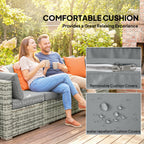 Outsunny 10 Piece Rattan Garden Furniture Set, 3 Corner Sofas with 3 Chairs, 3 Stools and Coffee Table, Outdoor Patio Furniture