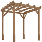 Outsunny 2 x 2 m Wooden Pergola Kit, Decorative Garden Gazebo Shelter with Stable Structure for Climbing Vines, Flowers, Dark Brown