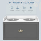 PawHut Stainless Steel Raised Dog Bowls, with 21L Storage Drawer for Large Dogs - Grey