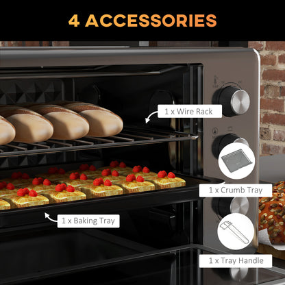 30L 60-230? Mini Electric Oven, with Accessories - Silver Tone