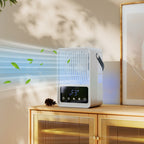 Portable Air Conditioner, 4-in-1 Mini Air Cooler with 3 Wind Speed, 2 Mist Mode, 7 Colour RGB Light, Black and White