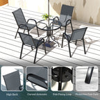 Outsunny Five-Piece Steel Patio Set, with Glass-Top Table - Dark Grey