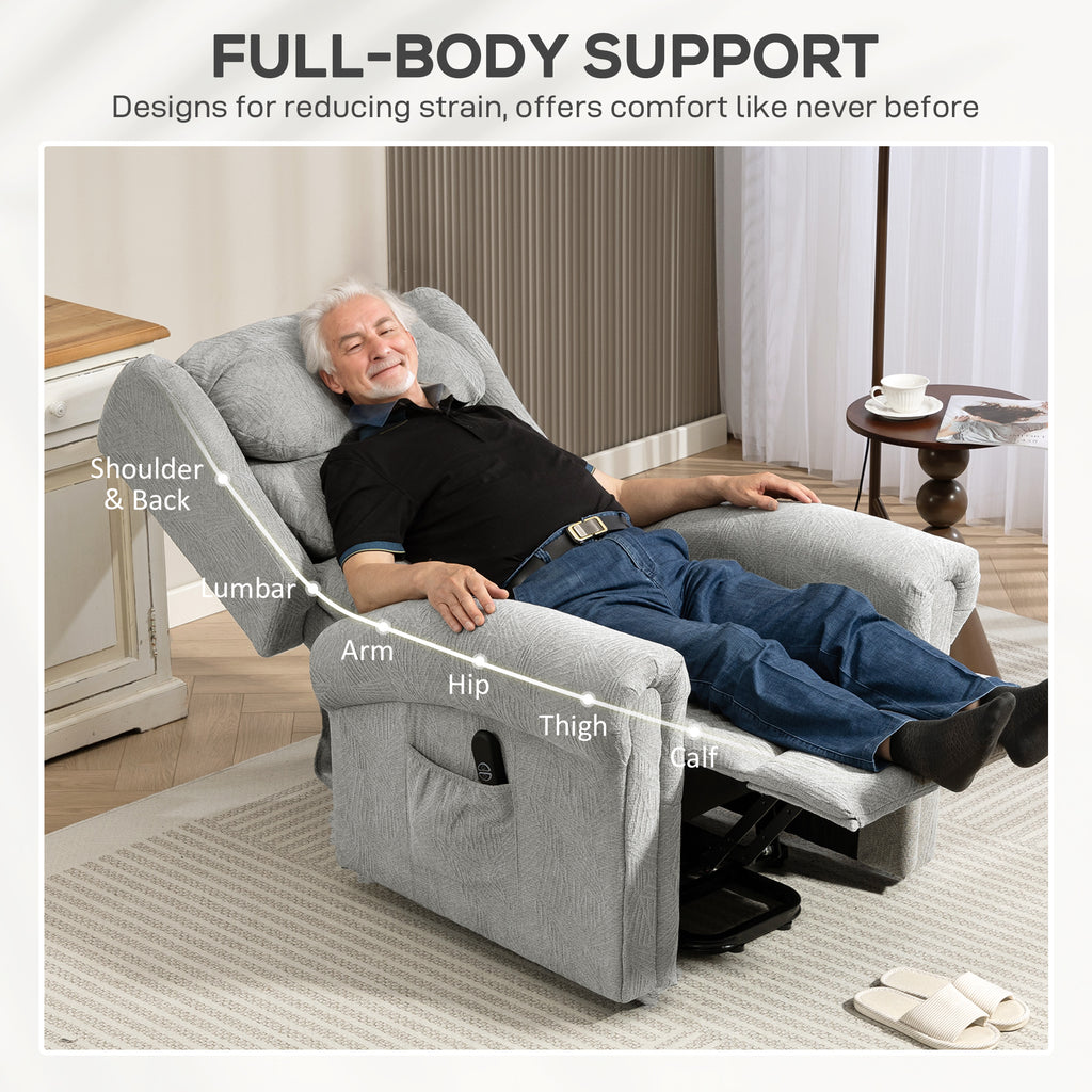 HOMCOM Velvet-Feel 150° Electric Riser Recliner Chair - Grey