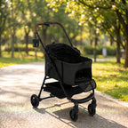 PawHut Dog Stroller, 3 in 1 Foldable Pet Stroller for Small Puppy Cat with Detachable Travel Carrier, Storage Basket, Black