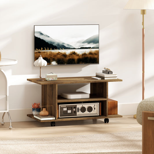 Modern TV Cabinet Stand Storage Shelves Table Mobile Bedroom Furniture Bookshelf Bookcase Walnut