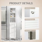 HOMCOM Tall Bathroom Cabinet, Freestanding Slim Bathroom Storage Unit with Adjustable Shelves and Shutter Door, Floor Storage Cupboard with 6 Shelves, 165H x 34W x 20D cm, White