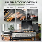 Outsunny 12kW Deluxe Duo Gas BBQ, with Grill, Plancha and Side Burner - Black