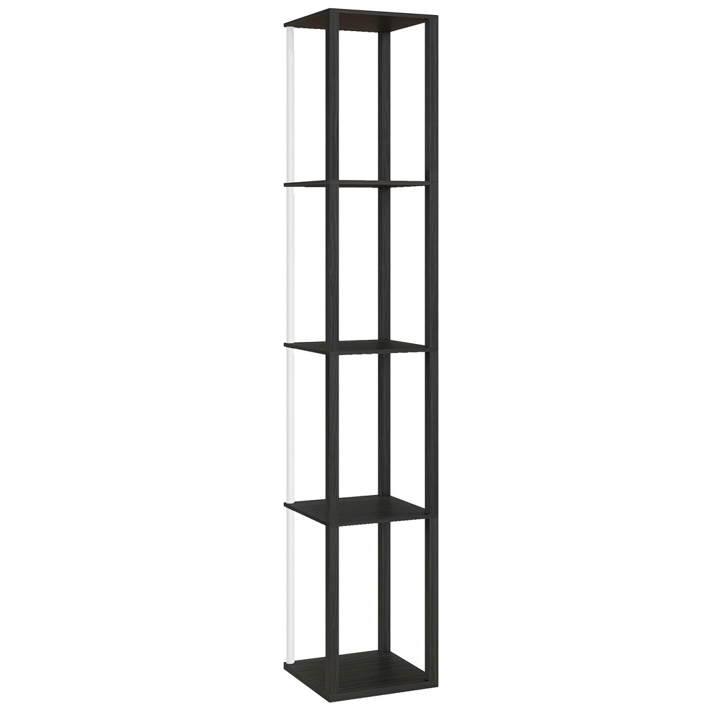 RGB LED Floor Lamp with Shelves, Modern Dimmable Standing Lamp with Remote Control, Adjustable Brightness & Speed for Living Room, Bedroom, Office, Black