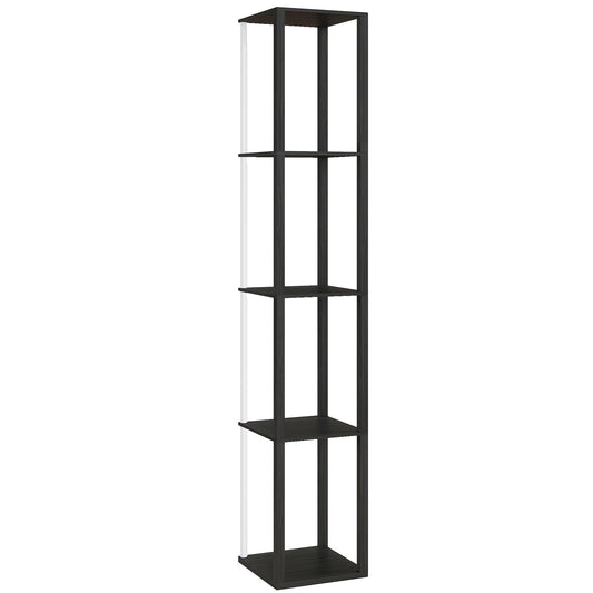 RGB LED Floor Lamp with Shelves, Modern Dimmable Standing Lamp with Remote Control, Adjustable Brightness & Speed for Living Room, Bedroom, Office, Black