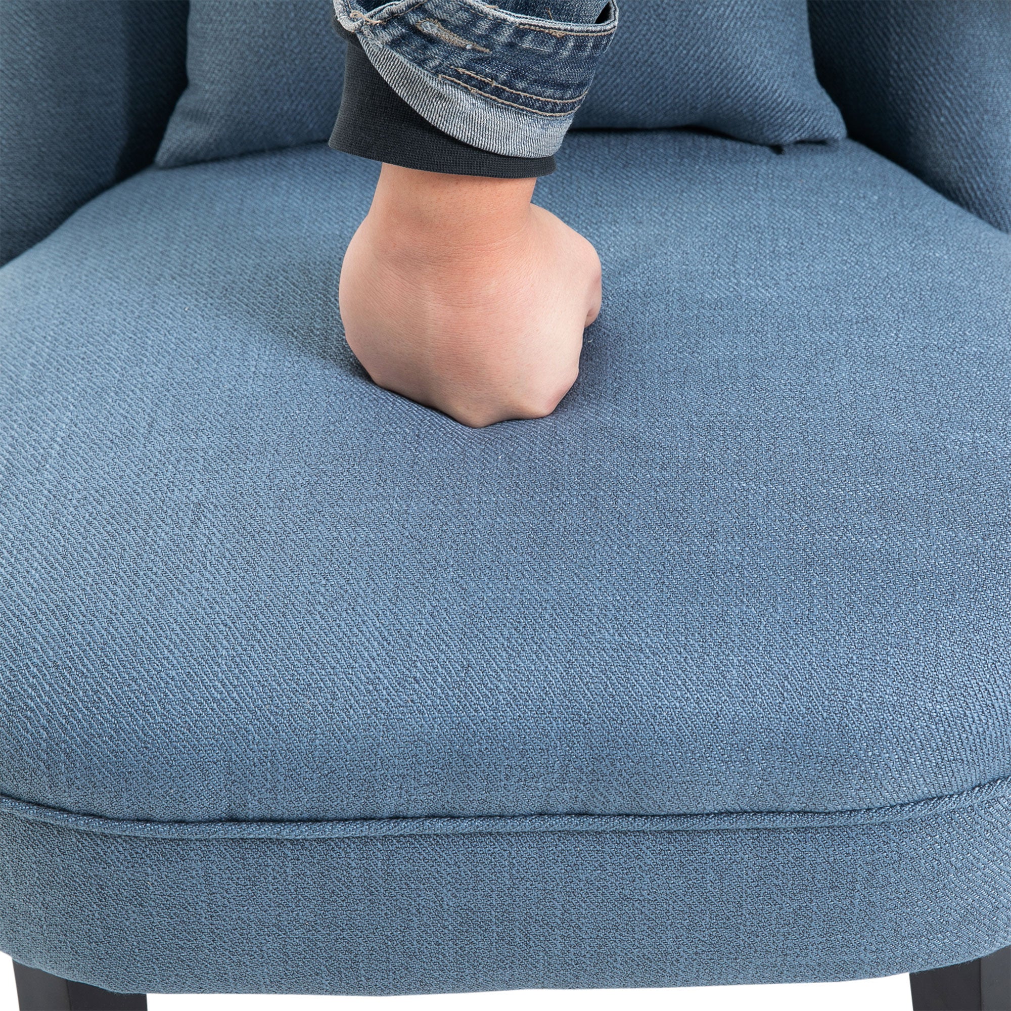 HOMCOM Tub Chair, Armless Single Sofa, Modern Button Tufted Armchair, Upholstered Linen Fabric Longue Accent Chair for Living Room, Bedroom, Set of 2, Blue