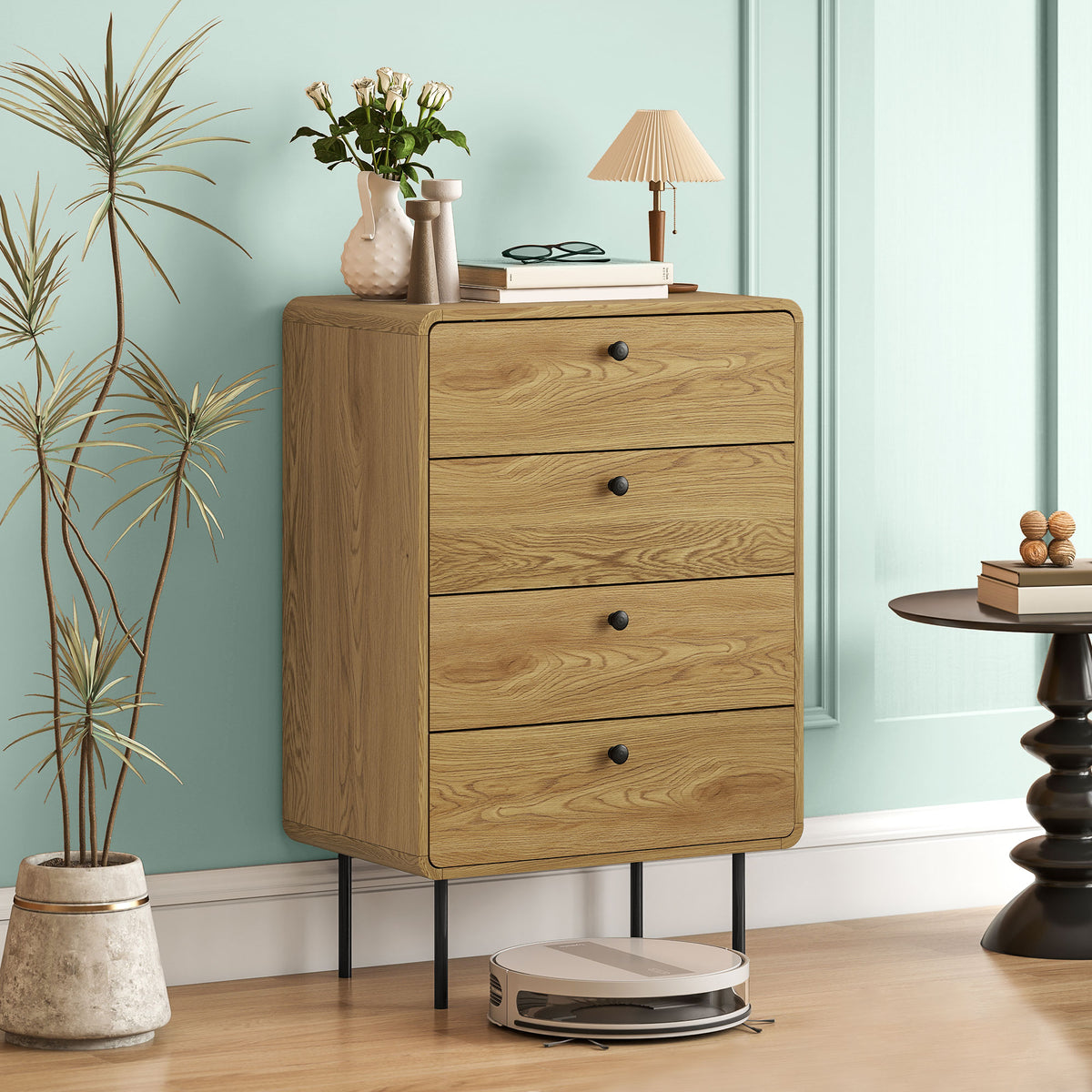 Modern Chest of Drawers with 4 Drawers - Oak