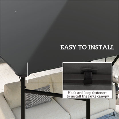 Outsunny 3 x 3(m) Gazebo Canopy Replacement Cover, Garden Gazebo Roof Replacement with Drain Holes, Water Resistant PVC Coating, 370g/?, UPF30+, TOP COVER ONLY, Grey