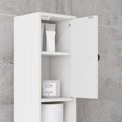 kleankin 180cm Slim Bathroom Cabinet with 9-layered Independent Storage for Family-friendly Storage  - White