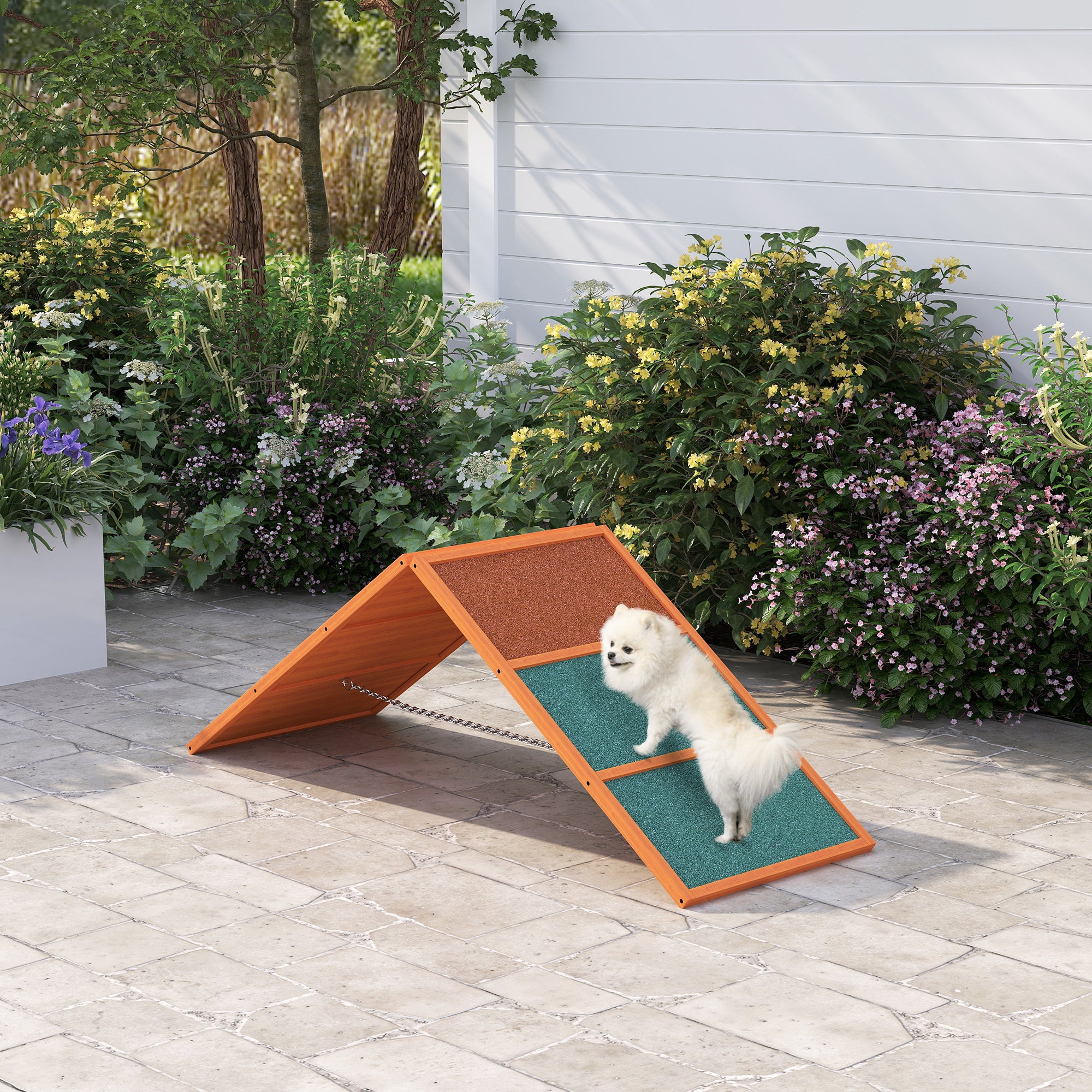 PawHut Dog Agility Equipment, Dog Playground Equipment with Non-slip Surface, A-frame, Agility Ramp for All Breeds, Orange