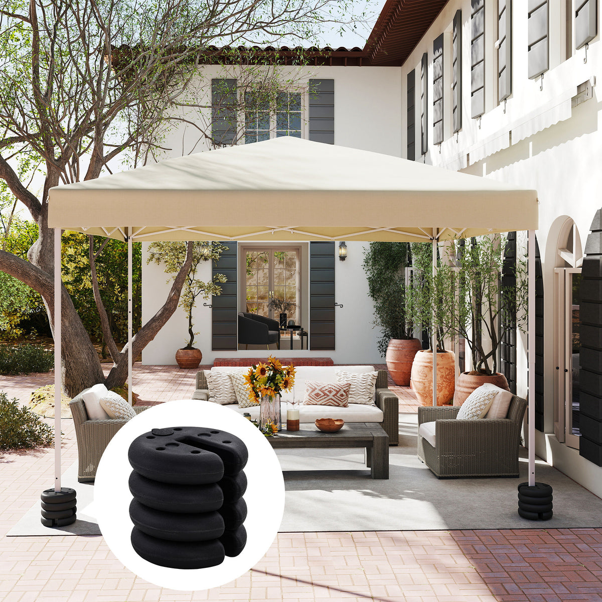 Outsunny Pop up Canopy Weight Set of 4, Heavy Duty Sand Fillable Tent Leg Weights for Marquee Party Tent Canopy, Total 20kg