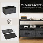 TV Stand Cabinet with 2 Foldable Drawers - Black