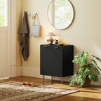 HOMCOM Sideboard Buffet Cabinet, Modern Kitchen Storage Cabinet with Adjustable Shelves and Metal Legs, Black