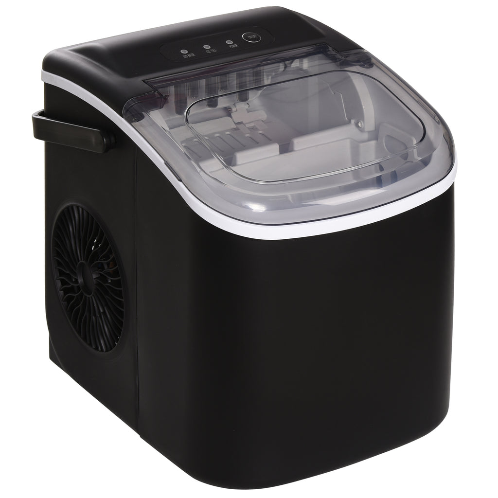 Ice Maker Machine Countertop, 12 KG in 24 H, 9 Cubes in 6 Mins, Portable Ice Cube Maker with Handle, Ice Scoop and Basket for Home Office Kitchen Bar Party RV, Black