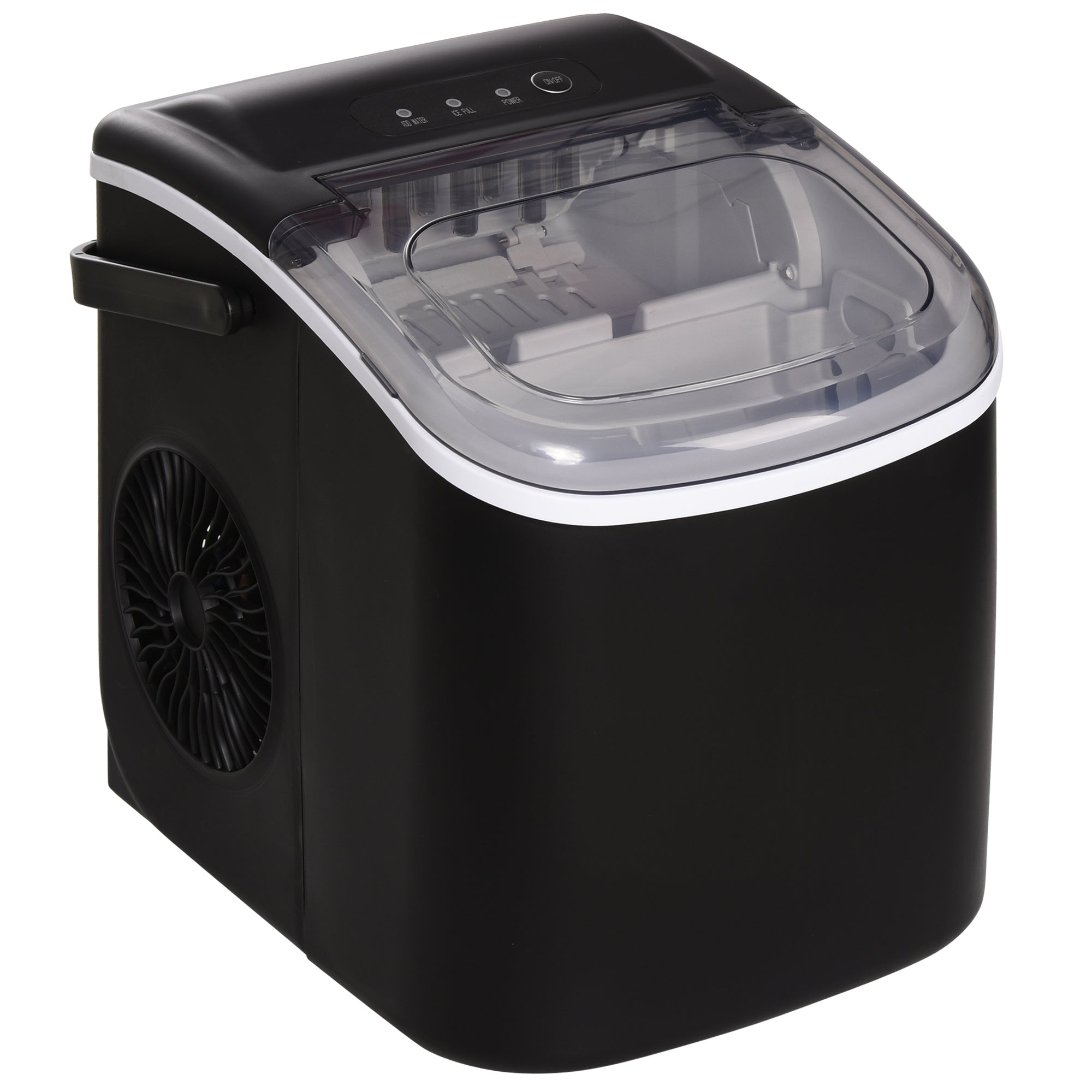 Ice Maker Machine Countertop, 12 KG in 24 H, 9 Cubes in 6 Mins, Portable Ice Cube Maker with Handle, Ice Scoop and Basket for Home Office Kitchen Bar Party RV, Black