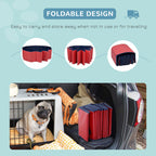 PawHut Foldable Dog Pool for Puppies and Ducks, Thickened PVC Dog Paddling Pool Bath Tub Hard Board, Anti-Slip Bottom and Drainage Hole, 80 x 20cm, Red and Blue