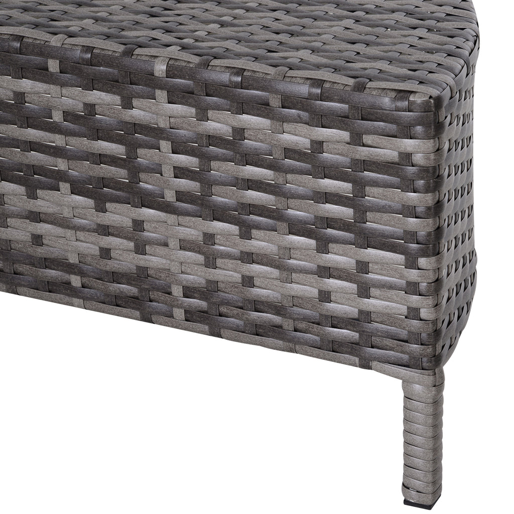 Outsunny 5 Pieces Rattan Garden Furniture Set, 4 Seater Half-Round Garden Sofa Set with Thickened Cushions, Wicker Conservatory Furniture with 4 Chairs, Rattan Coffee Table and Pillows, Grey