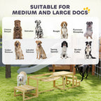 PawHut 3 Pieces Wooden Dog Agility Training Equipment with Soft Bridge, Pause Platform and Pet Stair for Outdoor, Natural Wood