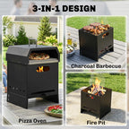 Outsunny 3 in 1 Outdoor Pizza Oven, Portable Wood Fired Pizza Maker with Handles, Stone and Peel
