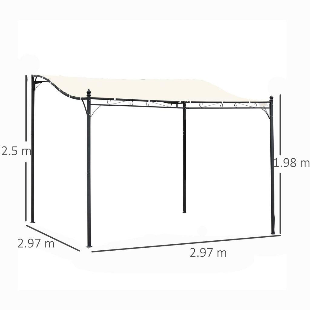 Outsunny 3x3 m Wall Mounted Garden Porch with UV Protection, Cream White