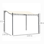 Outsunny 3x3 m Wall Mounted Garden Porch with UV Protection, Cream White