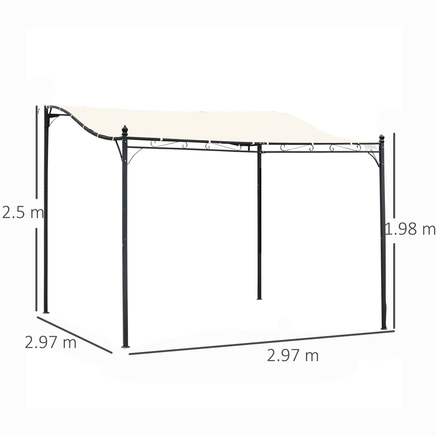 Outsunny 3x3 m Wall Mounted Garden Porch with UV Protection, Cream White