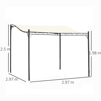 Outsunny 3x3 m Wall Mounted Garden Porch with UV Protection, Cream White