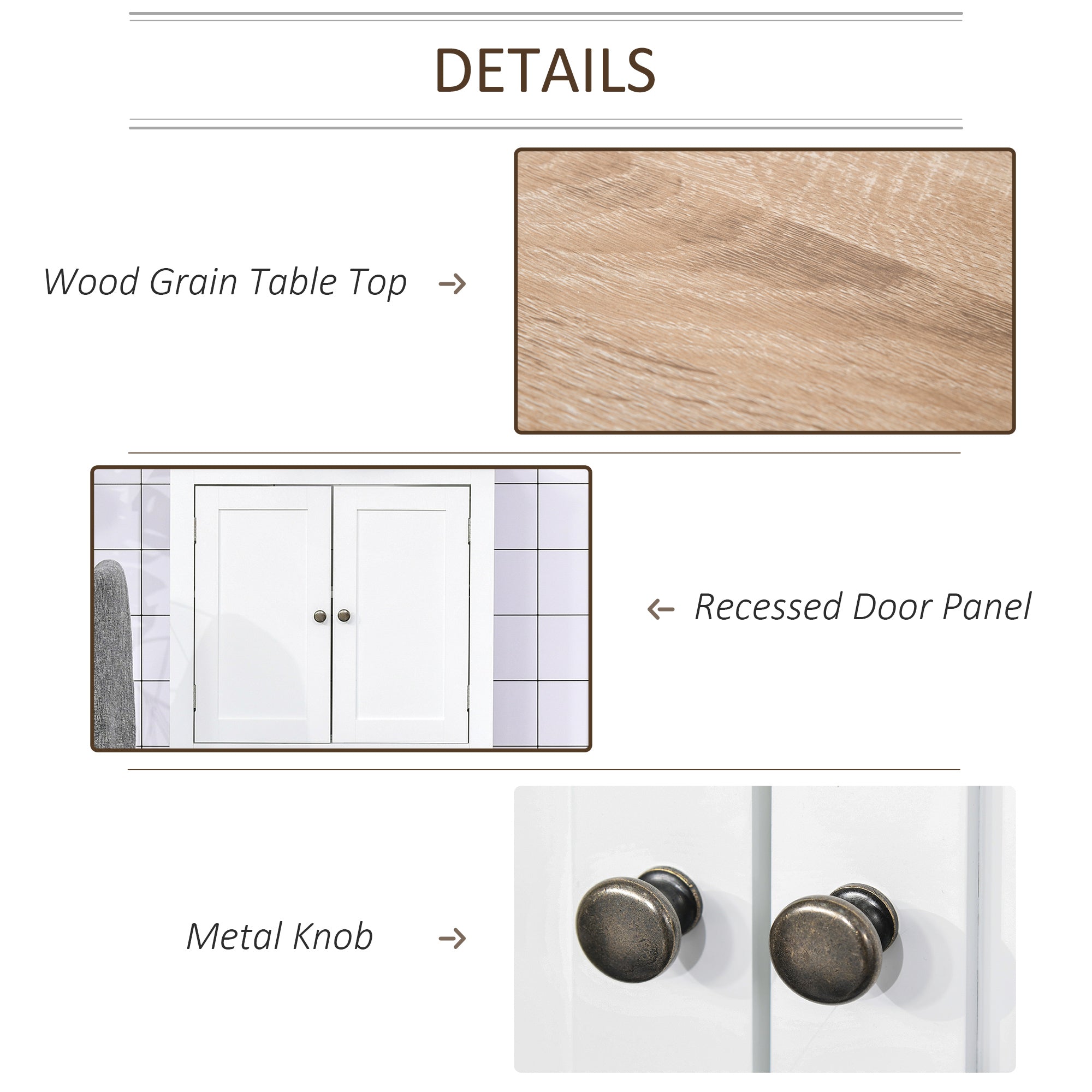 kleankin Under Sink Cabinet, Bathroom Sink Cabinet with 2 Doors, Pedestal Under Sink Design, Freestanding Bathroom Cupboard with Adjustable Shelf, White