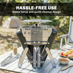 Outsunny Charcoal BBQ Grill Portable Stainless Steel Barbecue with Tilting Grate for Camping Picnic Garden Black