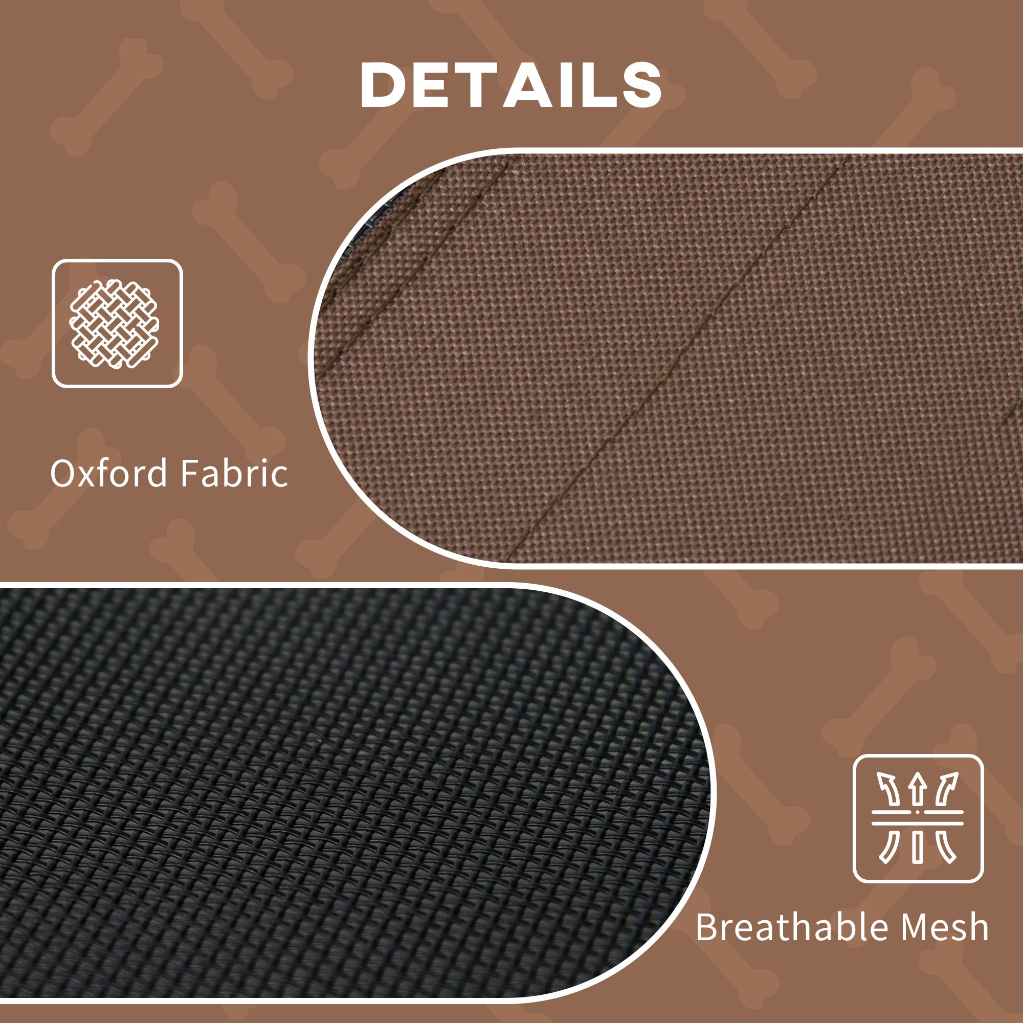 PawHut Outdoor Dog Bed with Removable Canopy, Portable Raised Dog Bed for Camping, Garden & Beach, Water-Resistant UV-Protection Mesh Pet Cot Sun Lounger, for Medium Pets, 76 x 61 x 73 cm, Brown