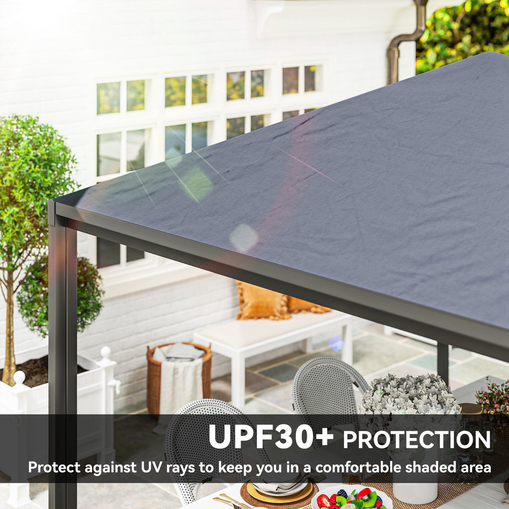 Outsunny 3 x 6m Garden Gazebo with Extendable Awning and Wheels, UPF30+ Metal Gazebo Canopy Shelter for BBQ, Dark Grey