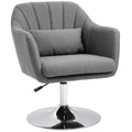 HOMCOM Swivel Accent Chair, Linen Fabric Tub Vanity Chair, Modern Armchair with Adjustable Height and Lumbar Support for Living Room Bedroom Salon Make up Room Dressing Table, Dark Grey