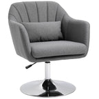HOMCOM Swivel Accent Chair, Linen Fabric Tub Vanity Chair, Modern Armchair with Adjustable Height and Lumbar Support for Living Room Bedroom Salon Make up Room Dressing Table, Dark Grey