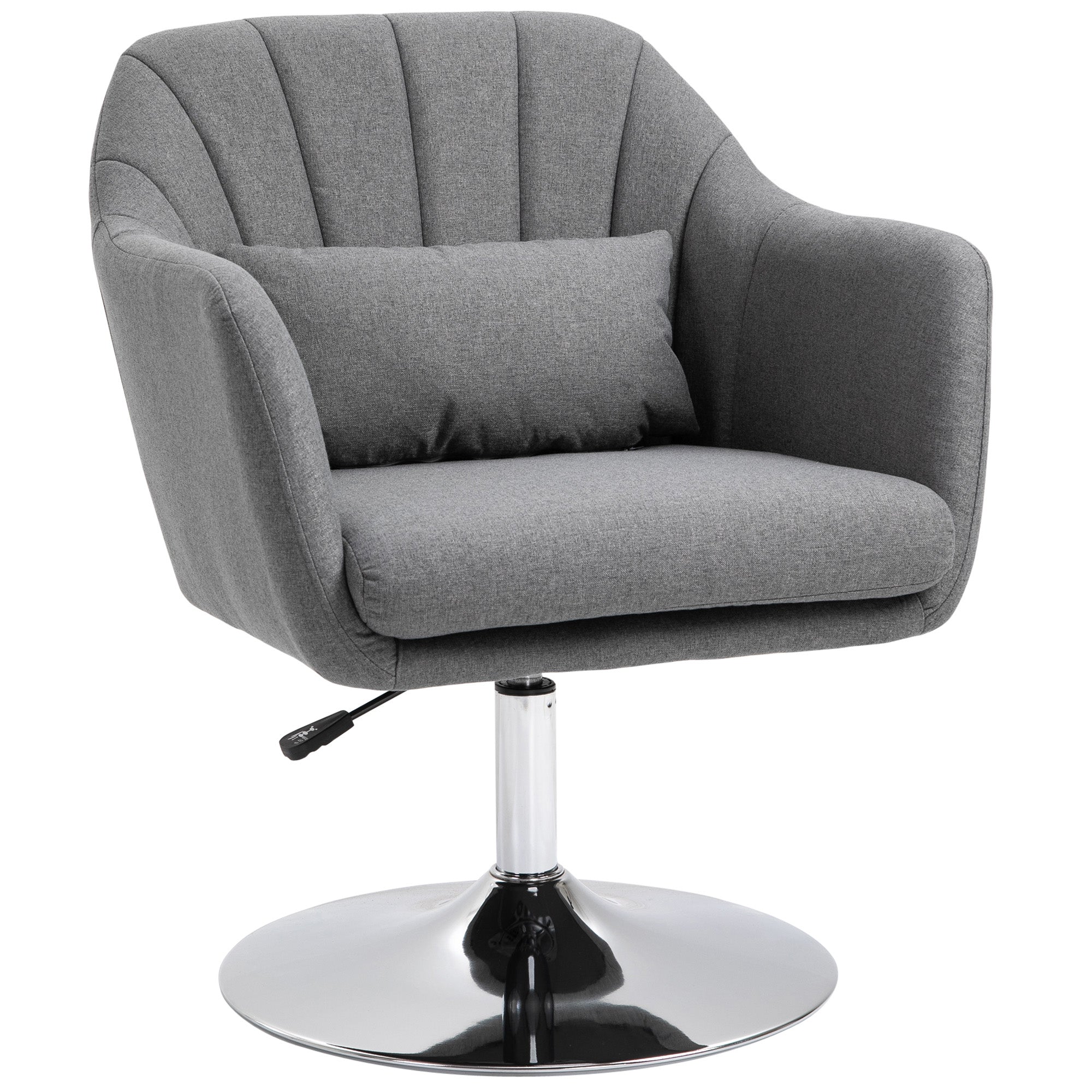 HOMCOM Swivel Accent Chair, Linen Fabric Tub Vanity Chair, Modern Armchair with Adjustable Height and Lumbar Support for Living Room Bedroom Salon Make up Room Dressing Table, Dark Grey