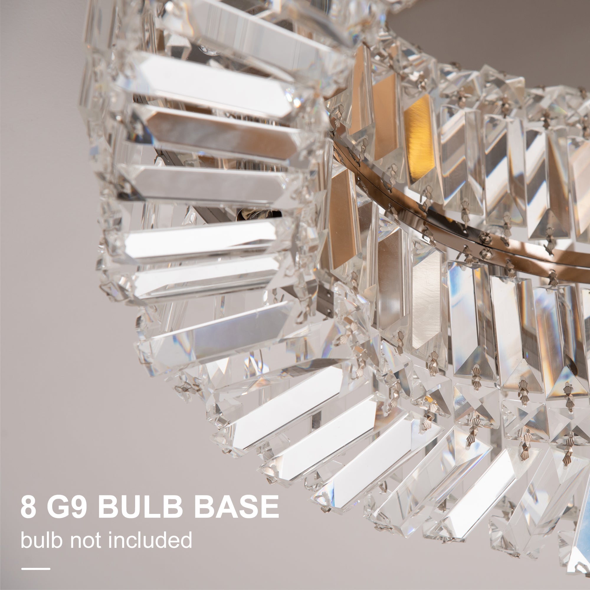Crystal Chandeliers with Crystal Pendants, 8-Light Ceiling Light for Living Room, Bedroom Dining Room, Silver Tone