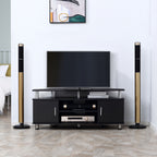 TV Unit Cabinet for TVs up to 55 Inches with Storage Shelves and Cupboard, Entertainment Centre for Living Room, Black