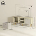 TV Cabinet Stand Unit for TVs up to 50'' with Foldable Drawers, Entertainment Centre for Living Room Natural