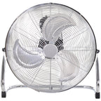 18" Chrome Metal Floor Fan with Tilting, High Velocity, 3 Speed, Portable Gym Fan for Home Office, Silver