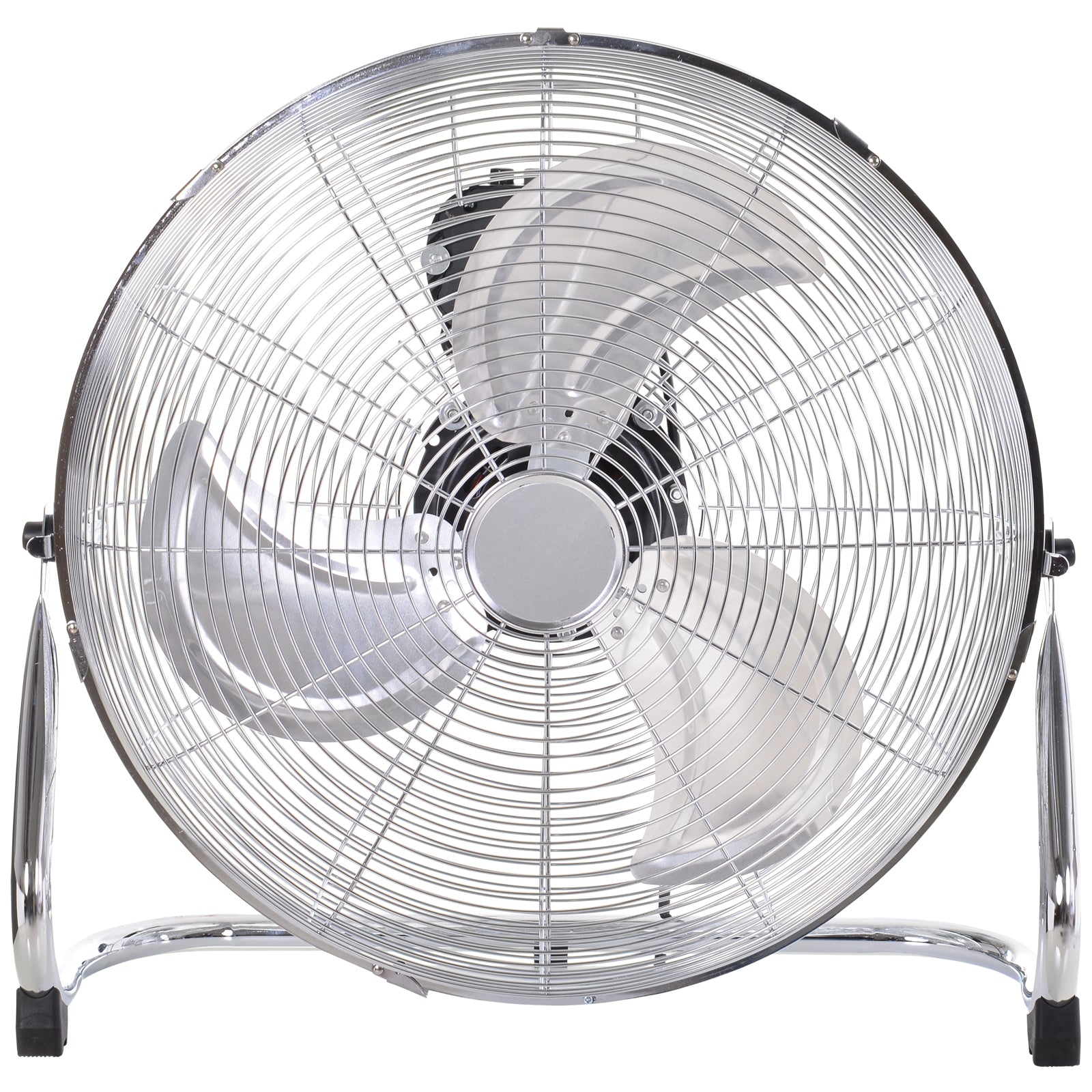18" Chrome Metal Floor Fan with Tilting, High Velocity, 3 Speed, Portable Gym Fan for Home Office, Silver