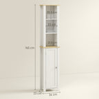 kleankin Slim Bathroom Storage Unit with Open Compartment, Bathroom Storage Cabinet with Adjustable Shelf, 34 x 23 x 165 cm, White