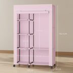 Fabric Wardrobe w/ Shelves Hanging Rail Foldable Wardrobe Pink
