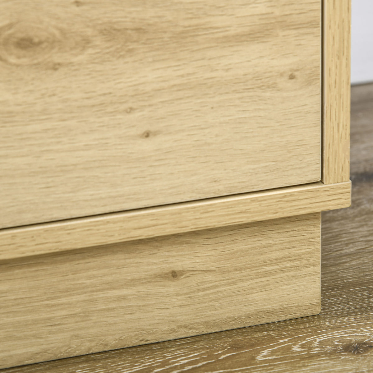 Chest of Four Rattan Weave Panel Drawers - Wood-Effect